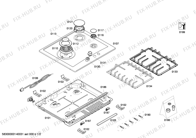 Схема №1 T22S16N0 ENC.T22S16N0 2G+1W NE60F IH5 с изображением Варочная панель для плиты (духовки) Bosch 00683301