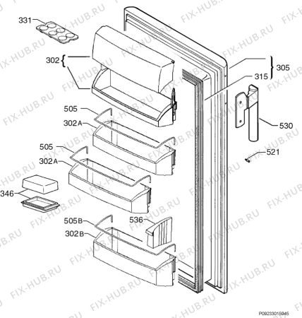 Взрыв-схема холодильника Aeg Electrolux S71340KA8 - Схема узла Door 003