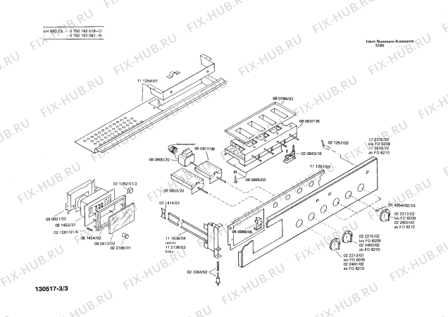 Схема №1 0750192096 EH680ES с изображением Переключатель для плиты (духовки) Bosch 00022213