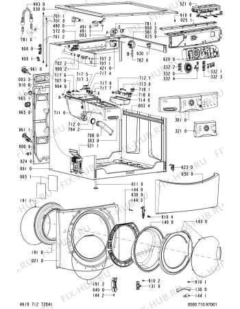 Схема №1 711 WT/GT с изображением Обшивка для стиралки Whirlpool 481245215587