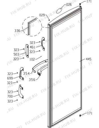 Схема №1 F6311W (101891, ZOS3166) с изображением Дверка для холодильной камеры Gorenje 627726
