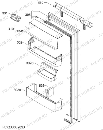 Взрыв-схема холодильника Electrolux ERY1204FOW - Схема узла Door 003