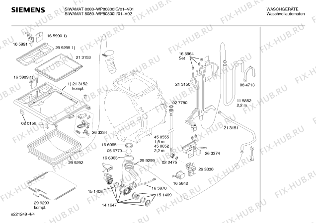 Взрыв-схема стиральной машины Siemens WP80800IG SIWAMAT 8080 - Схема узла 04