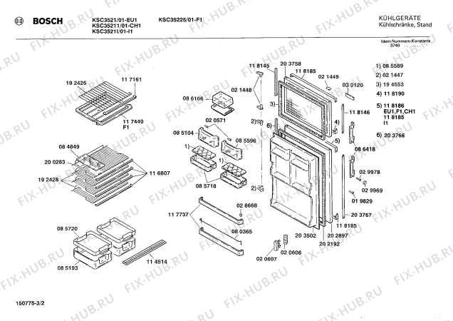 Взрыв-схема холодильника Bosch KSC3521I - Схема узла 02