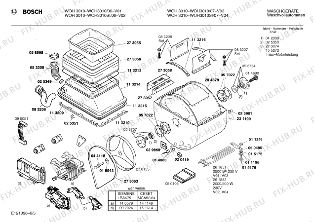 Схема №5 WOH3110, WOH3110 с изображением Инструкция по эксплуатации для стиральной машины Bosch 00514949