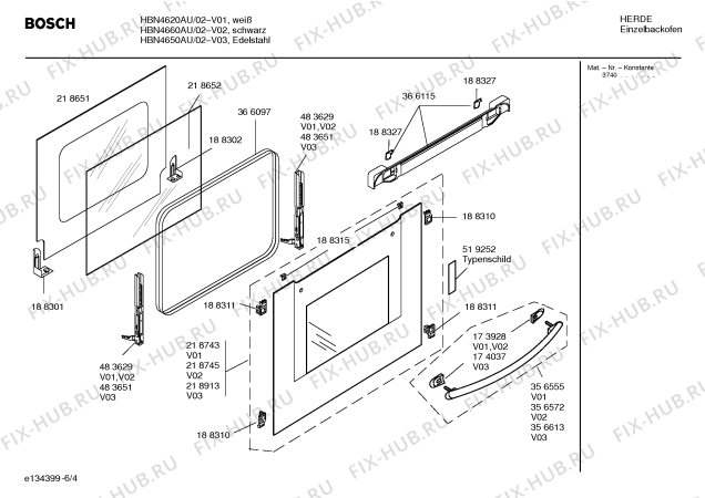 Схема №5 HBN4660AU с изображением Инструкция по эксплуатации для плиты (духовки) Bosch 00581535