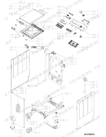 Схема №2 AWE 6107 P с изображением Блок управления для стиральной машины Whirlpool 481010752086