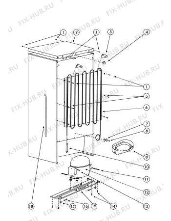 Взрыв-схема холодильника Indesit B18S (F039205) - Схема узла