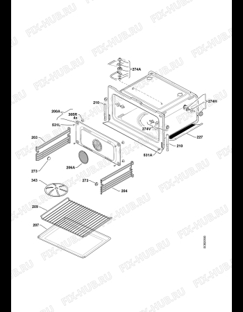 Взрыв-схема плиты (духовки) Aeg Electrolux KB9820E - Схема узла Oven