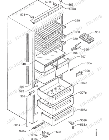 Взрыв-схема холодильника Rex FI18/10FR - Схема узла Housing 001