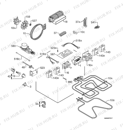 Взрыв-схема плиты (духовки) Privileg 00545294_61148 - Схема узла Electrical equipment 268