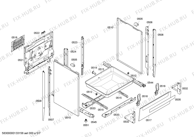 Схема №6 HLN122220E с изображением Ручка двери для плиты (духовки) Bosch 00669966