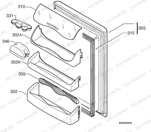 Взрыв-схема холодильника Zanussi ZL95W - Схема узла Door 003