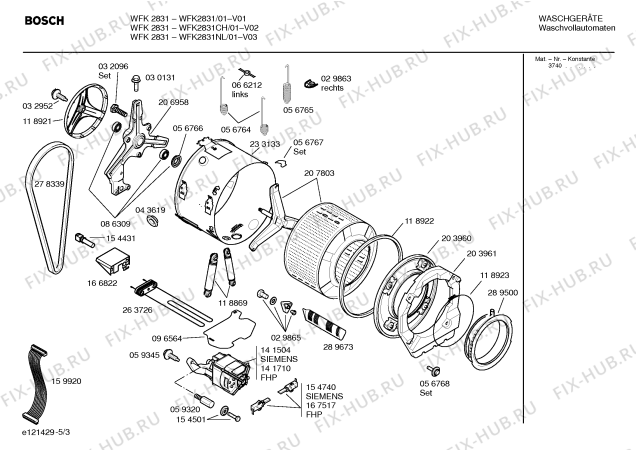 Взрыв-схема стиральной машины Bosch WFK2831NL WFK2831 - Схема узла 03