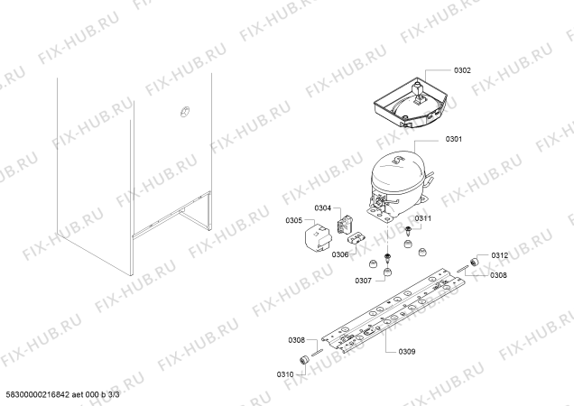 Взрыв-схема холодильника Bosch KGV36XW22R, Bosch - Схема узла 03