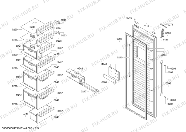 Схема №3 GS36NBW30 с изображением Дверь морозильной камеры для холодильной камеры Siemens 00712459