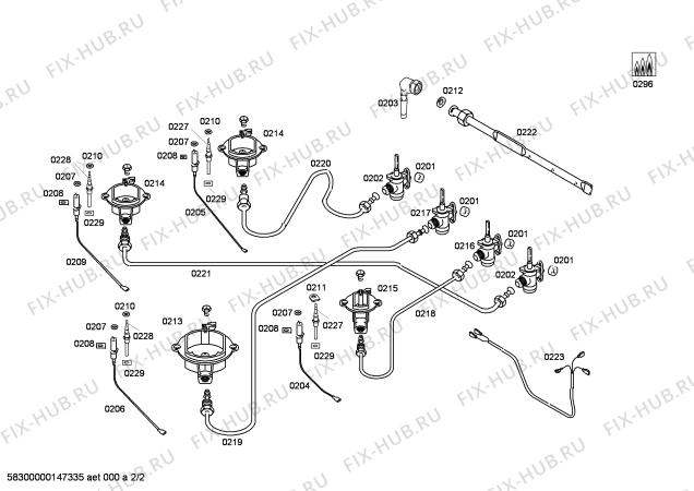 Схема №2 OC253 с изображением Столешница для плиты (духовки) Bosch 00249471