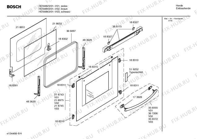 Схема №4 HEN4853 с изображением Инструкция по эксплуатации для плиты (духовки) Bosch 00582469
