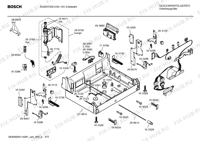 Схема №4 SGI09T05EU GV637 T-Steuerung с изображением Передняя панель для посудомойки Bosch 00439857