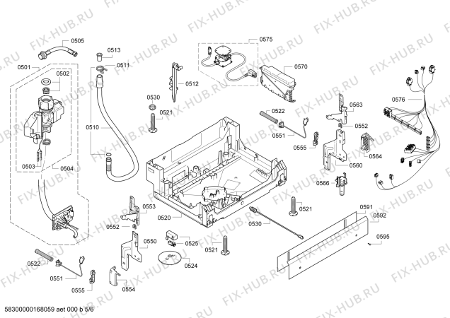 Схема №6 SGE53U56UC SilencePlus 46dBA с изображением Крепежный набор для посудомоечной машины Bosch 00630108