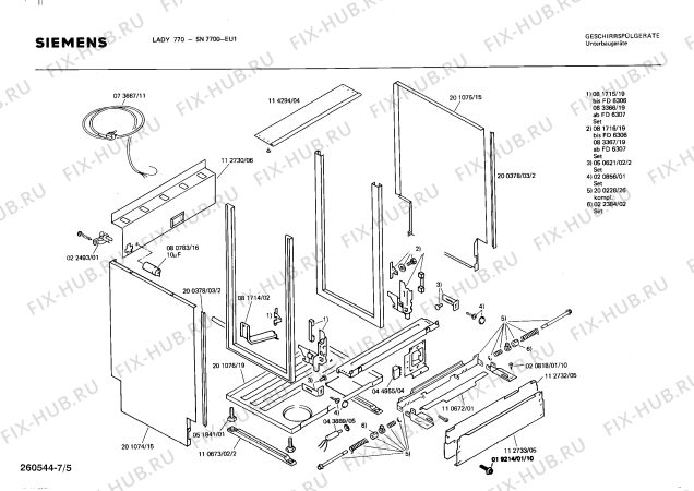 Взрыв-схема посудомоечной машины Siemens SN7700 - Схема узла 05