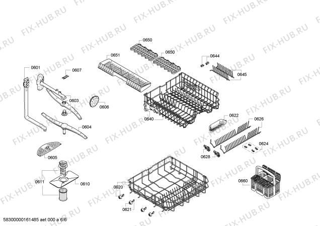 Схема №5 SMS40E92EU с изображением Столешница для посудомойки Bosch 00145255