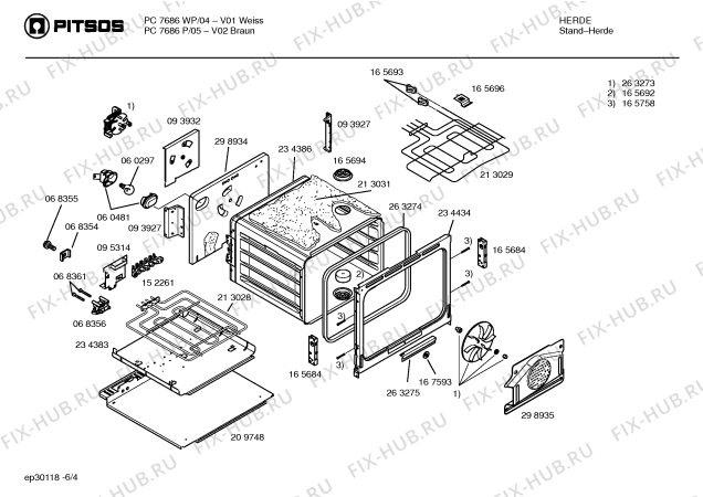 Схема №5 PC7686P с изображением Стеклокерамика для электропечи Bosch 00234451