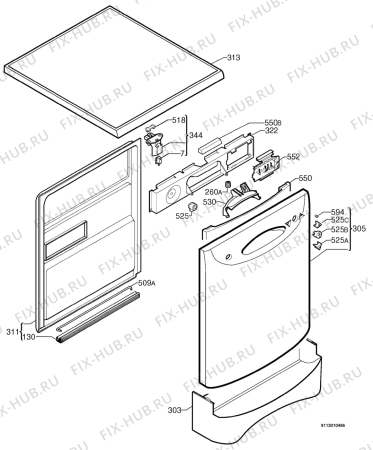 Взрыв-схема посудомоечной машины Arthurmartinelux ASF6135 - Схема узла Door 003