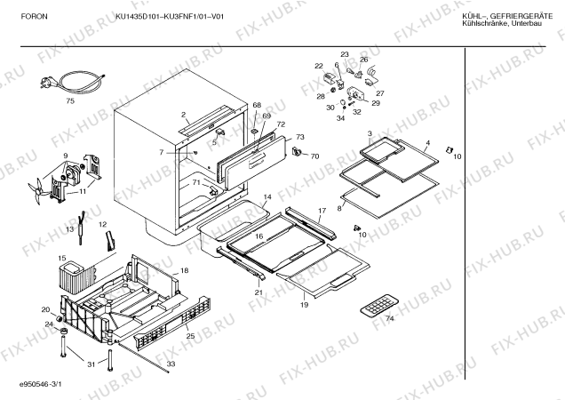 Схема №3 KU1FNH1 KU1575D101 с изображением Съемщик натяжения для холодильной камеры Bosch 00167704