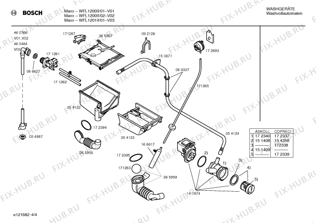 Схема №4 WFL1201II Bosch Maxx WFL1201 Aquavigil с изображением Инструкция по установке и эксплуатации для стиралки Bosch 00526710
