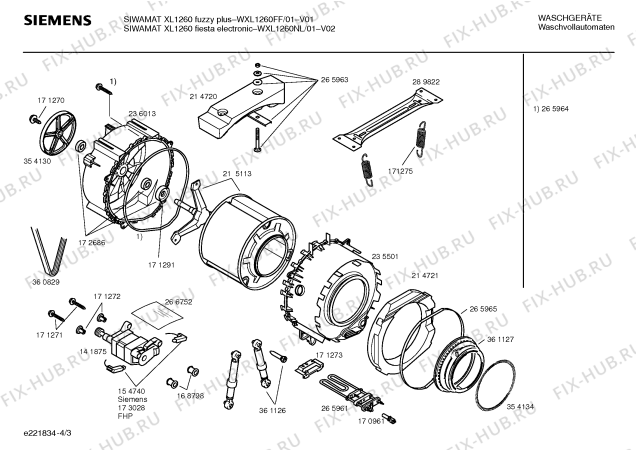 Взрыв-схема стиральной машины Siemens WXL1260NL SIWAMAT XL 1260 fiesta  electronic - Схема узла 03