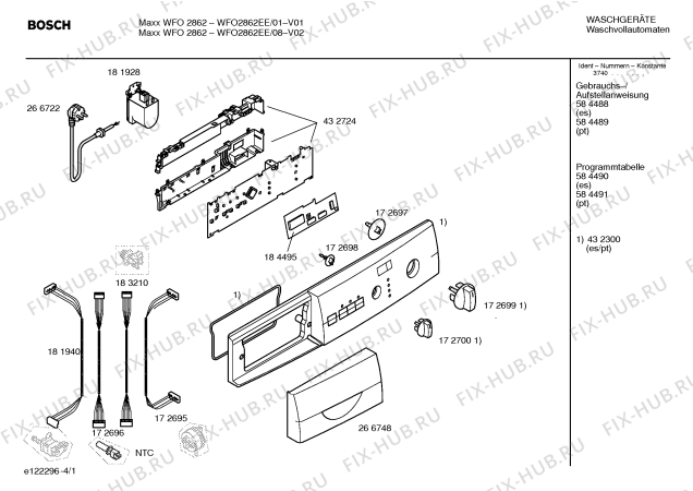 Схема №4 WFO2862EE Maxx WFO 2862 с изображением Панель управления для стиралки Bosch 00432300