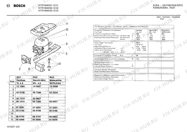 Взрыв-схема холодильника Bosch KTR1840 - Схема узла 02