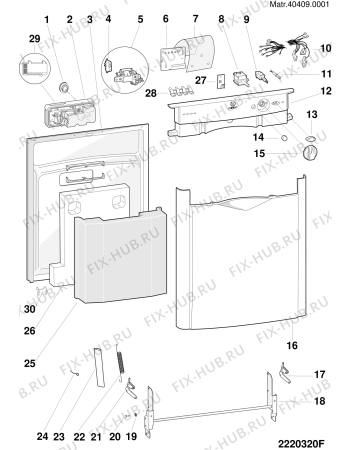 Взрыв-схема посудомоечной машины Indesit IDL535SUK2 (F034501) - Схема узла