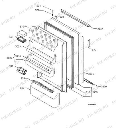 Взрыв-схема холодильника Zanussi ZPL9154 - Схема узла Door 003