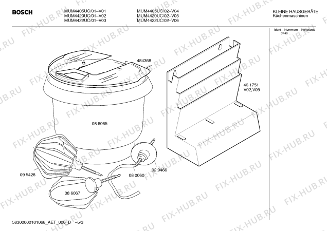 Схема №3 MUM4420UC Compact 400W Kitchen Center с изображением Привод для электрокомбайна Bosch 00484372