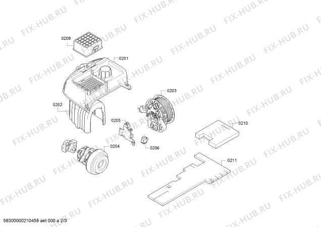 Взрыв-схема пылесоса Bosch BGL3PLUS BOSCH GL-30 Allergy - Схема узла 02