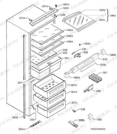 Взрыв-схема холодильника Zanussi ZBB5286 - Схема узла Housing 001