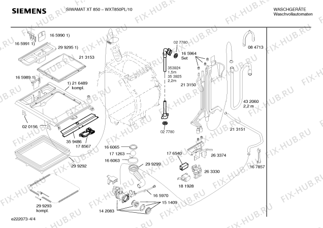 Схема №4 WXT850PL Siemens SIWAMAT XT 850 с изображением Инструкция по эксплуатации для стиралки Siemens 00584595