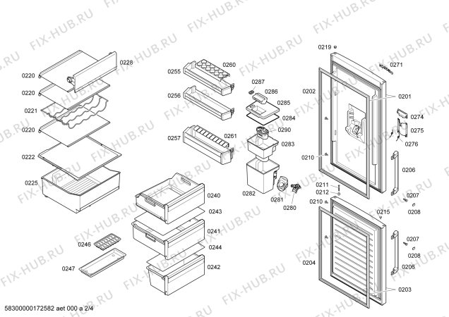 Взрыв-схема холодильника Bosch KGD36VI30 - Схема узла 02