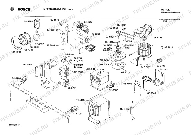 Взрыв-схема микроволновой печи Bosch HMG2010AU - Схема узла 04