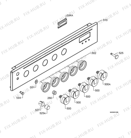 Взрыв-схема плиты (духовки) Electrolux EKG603101W - Схема узла Command panel 037