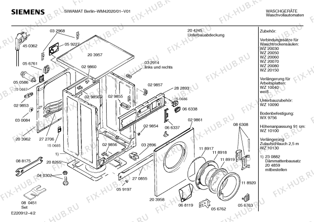 Взрыв-схема стиральной машины Siemens WM42020 SIWAMAT Berlin - Схема узла 02