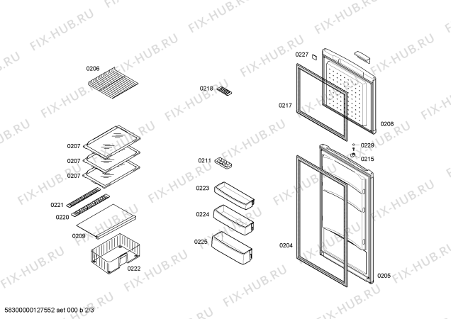Схема №2 3FEB2315 с изображением Дверь морозильной камеры для холодильной камеры Bosch 00479905