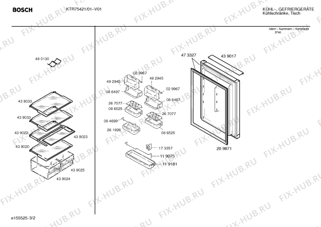 Взрыв-схема холодильника Bosch KTR75421 - Схема узла 02