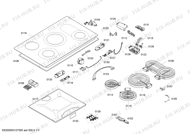 Схема №1 EF781501 с изображением Дисплейный модуль для плиты (духовки) Siemens 00490381