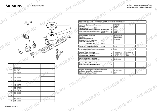 Взрыв-схема холодильника Siemens KG34FF2 - Схема узла 03