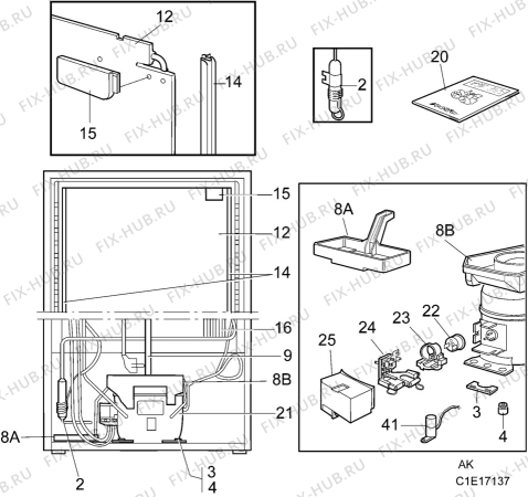 Взрыв-схема холодильника Elektro Helios KL3019 - Схема узла C10 Cold, users manual