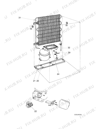 Взрыв-схема холодильника Rosenlew RJPK1820RO - Схема узла Cooling system 017