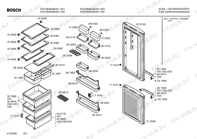 Схема №3 KGV2620 с изображением Емкость для заморозки для холодильника Bosch 00357085